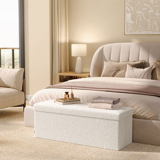 Pall med förvaringsutrymme - 300 kg lastkapacitet - krämvit