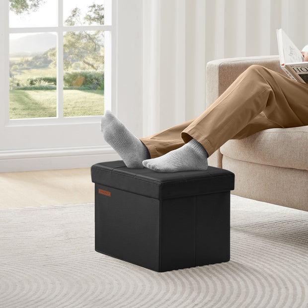 Hopfällbar soffa med förvaringsutrymme – Kompakt och robust – Bläcksvart