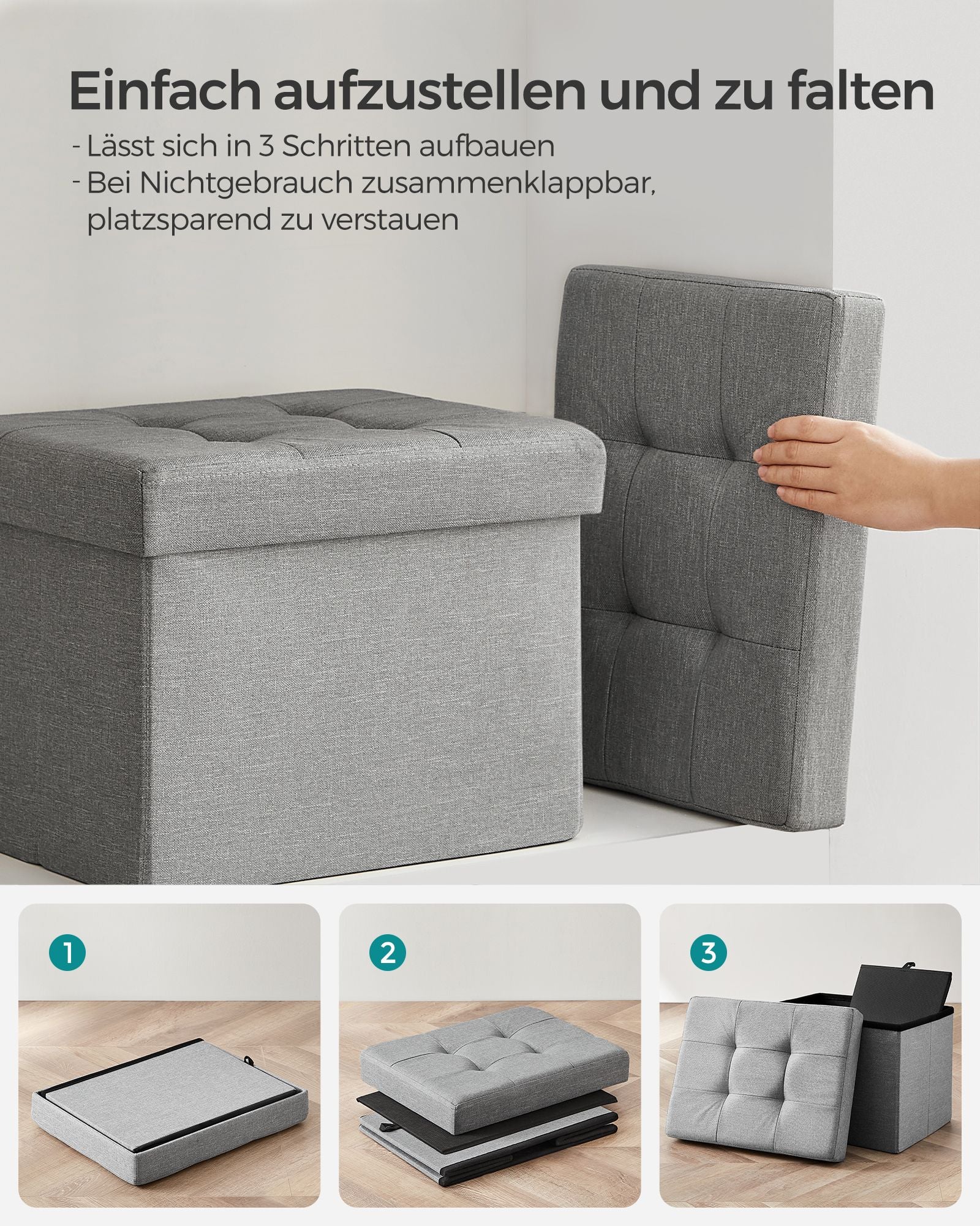 Bank - 41 cm - med lagringsutrymme - ljusgrå