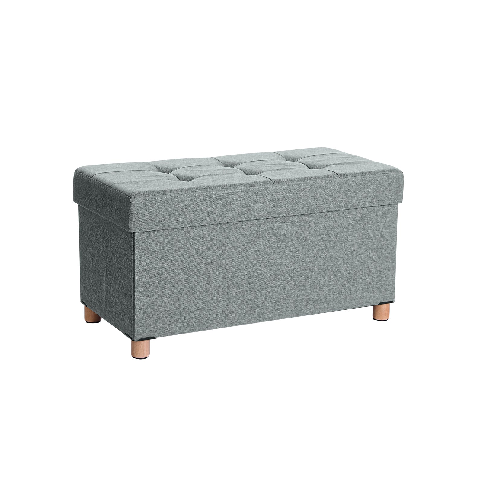 Seat Box - Pouf med förvaringsutrymme och lock - fotpall - träben - 76 x 38 x 40 cm - mörkgrå