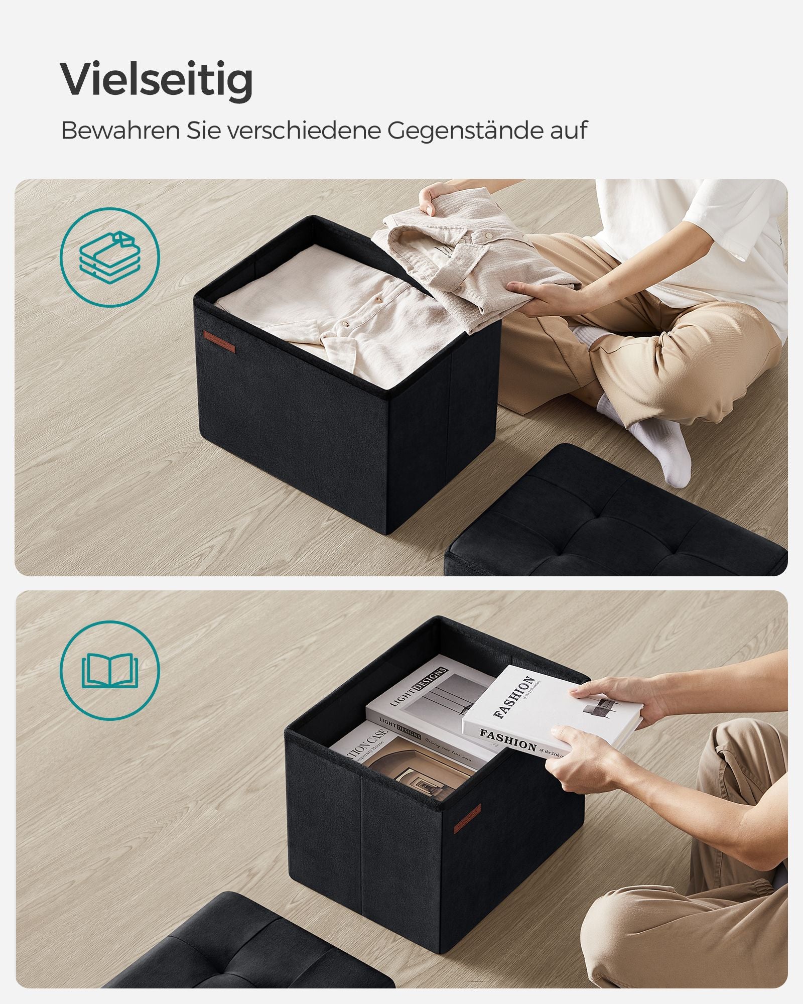 Bänk - med lagringsutrymme - Velvet - med bläck -svart lock