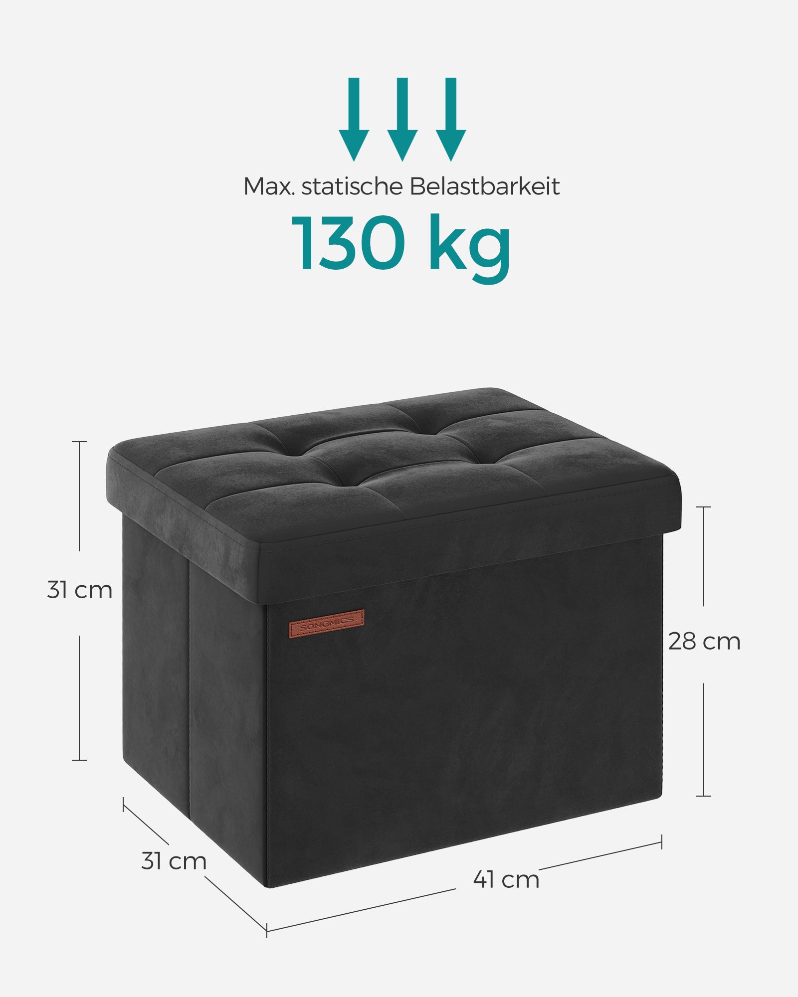 Bänk - med lagringsutrymme - Velvet - med bläck -svart lock