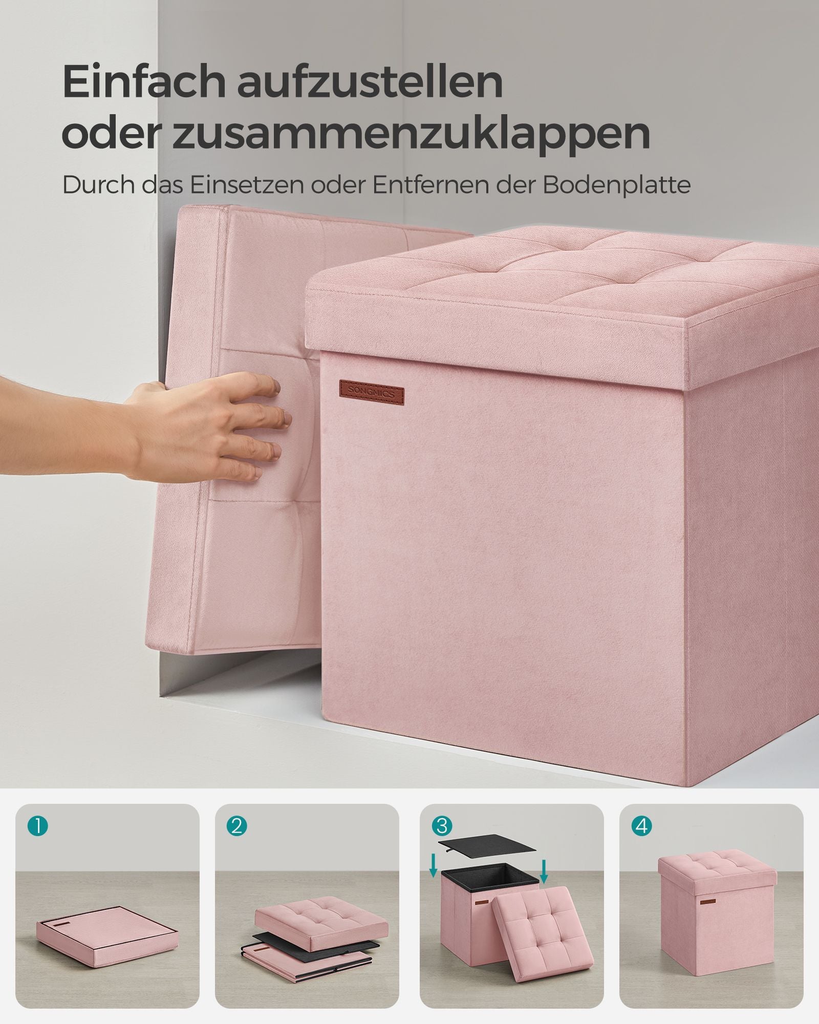 Bänk - med lagringsutrymme - för hall - pastellrosa