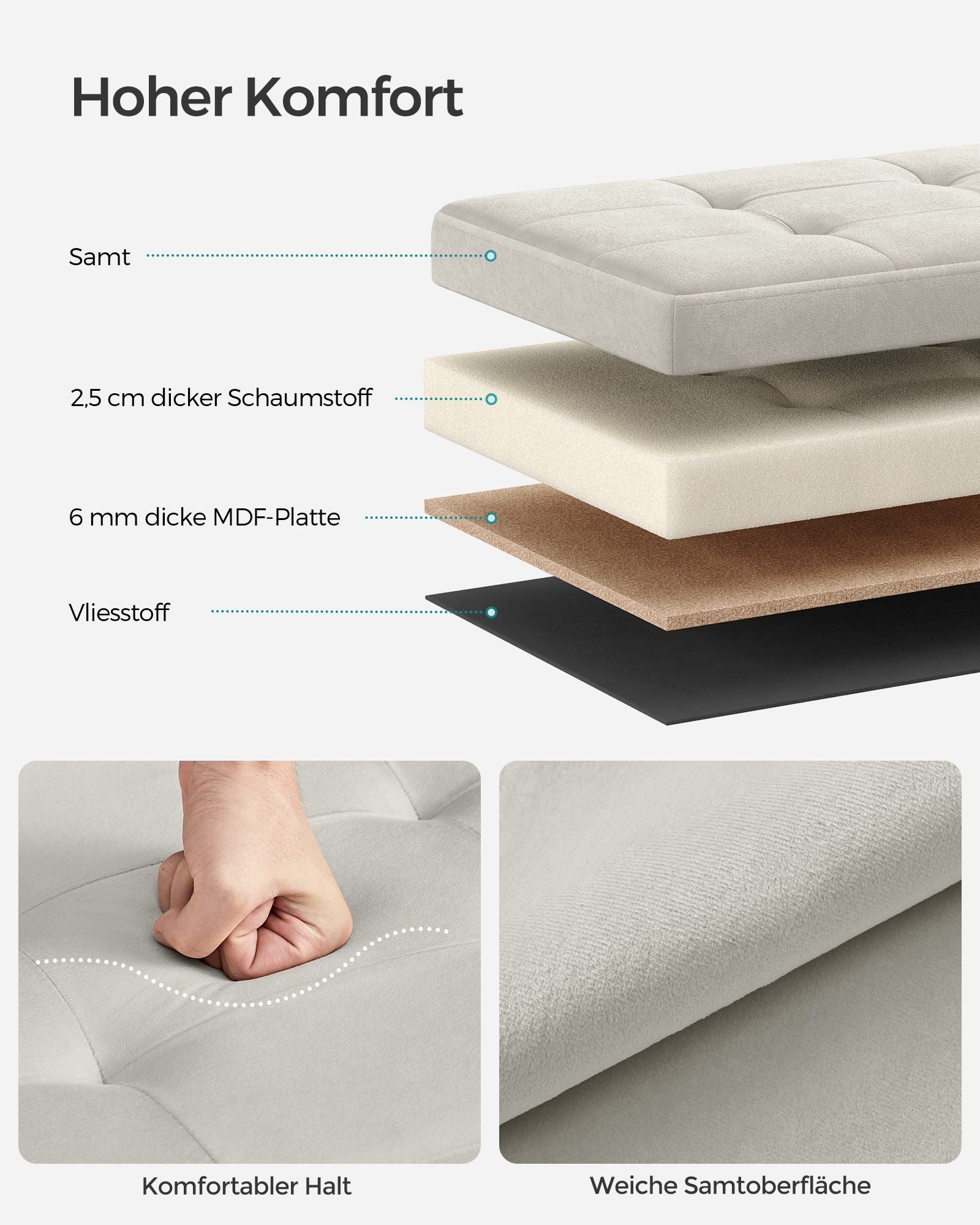 Soffa - med lagringsutrymme - sammet - 38 × 38 × 38 cm