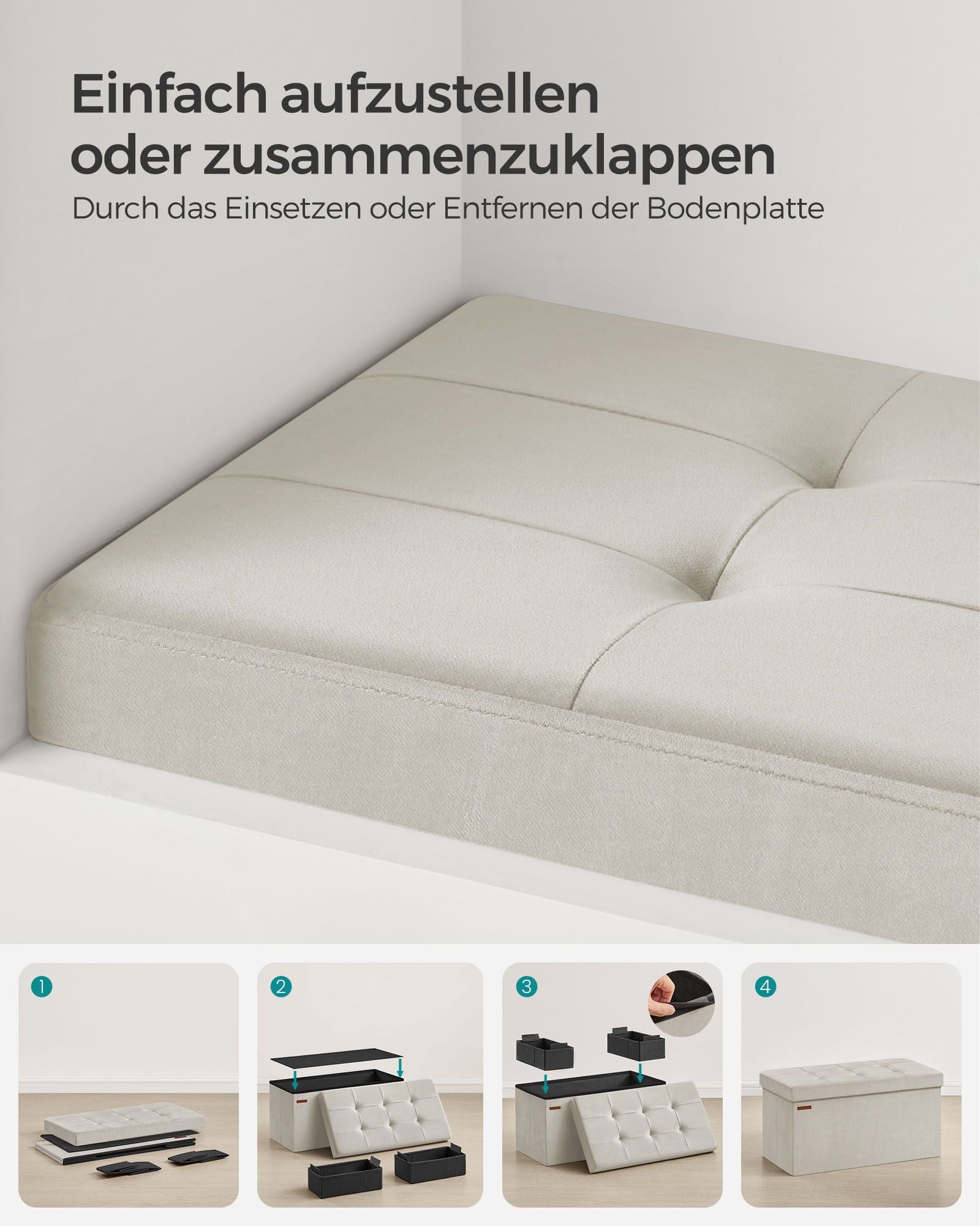 Bank - med lagringsutrymme - sammet - 38 × 76 × 38 cm