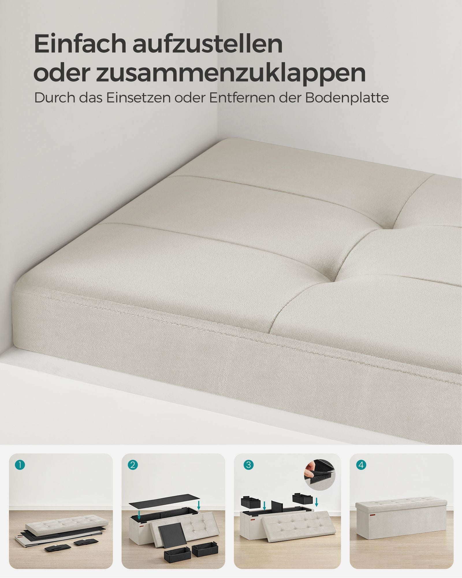 Bank - med lagringsutrymme - sammet - 38 × 110 × 38 cm