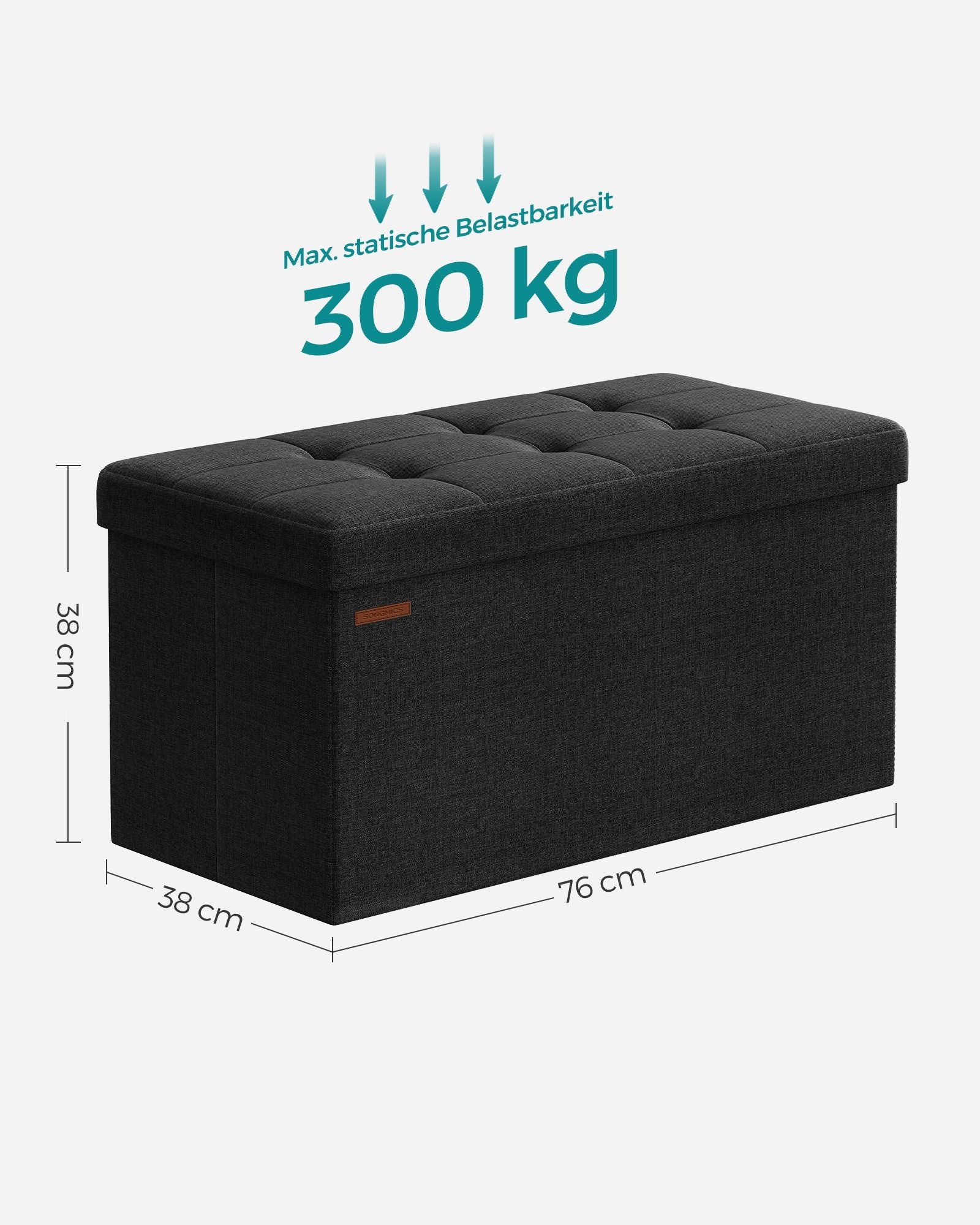 Soffa - 76 cm - vikbar med lagringsutrymme - svart