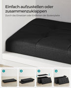 Soffa - 76 cm - vikbar med lagringsutrymme - svart