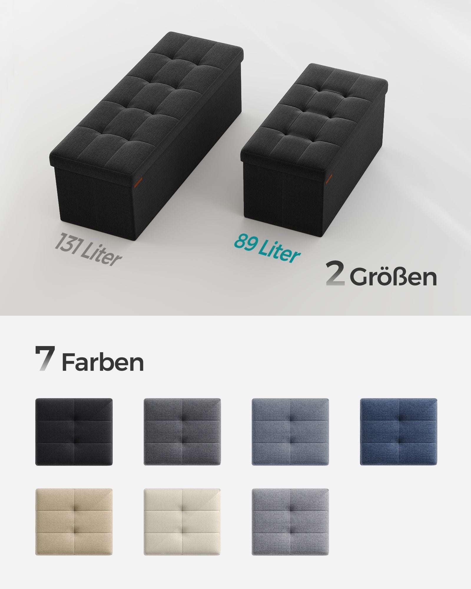 Soffa - 76 cm - vikbar med lagringsutrymme - svart