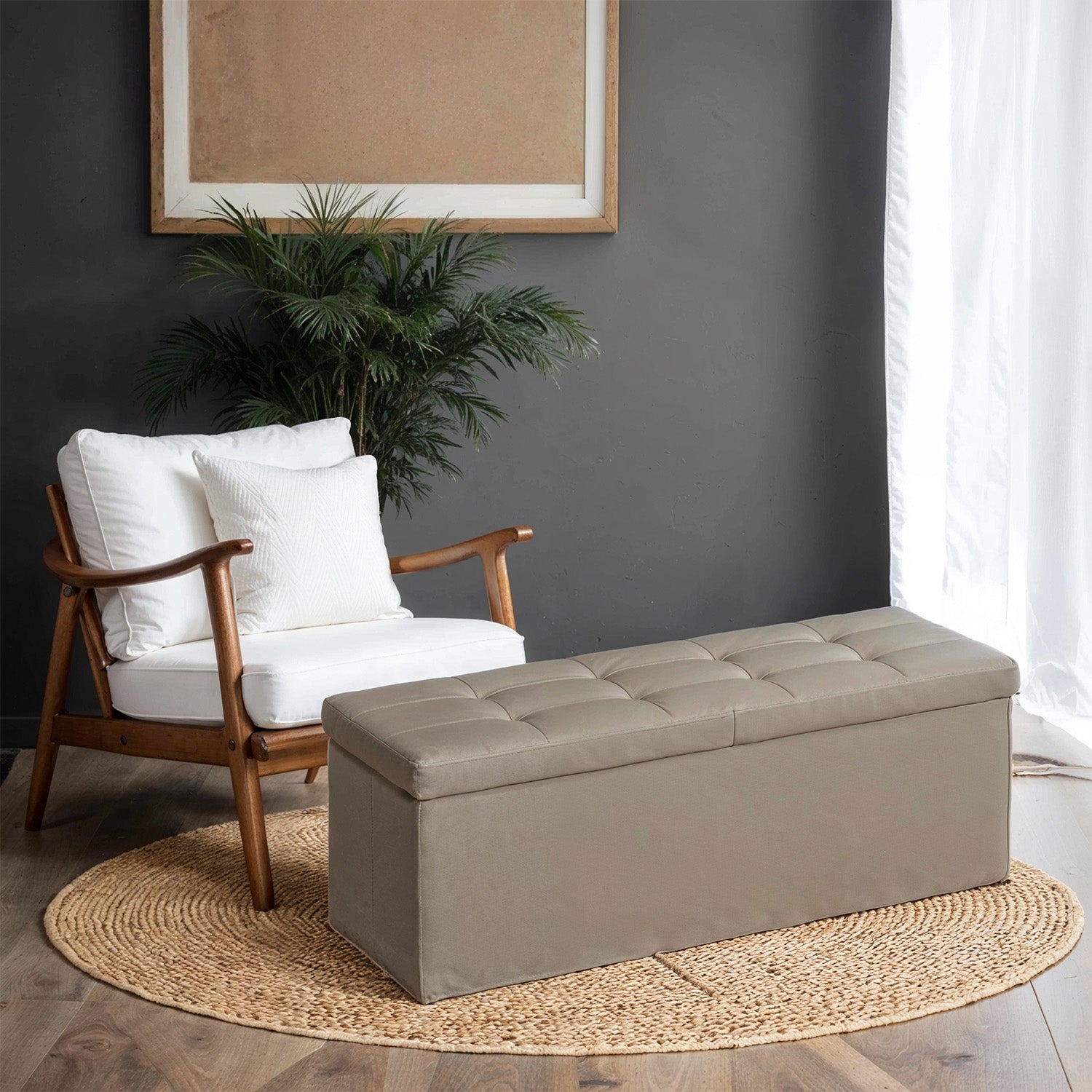 Soffa med förvaringsutrymme - Folding Seat Box - förvaringslåda - 110 cm - Grå