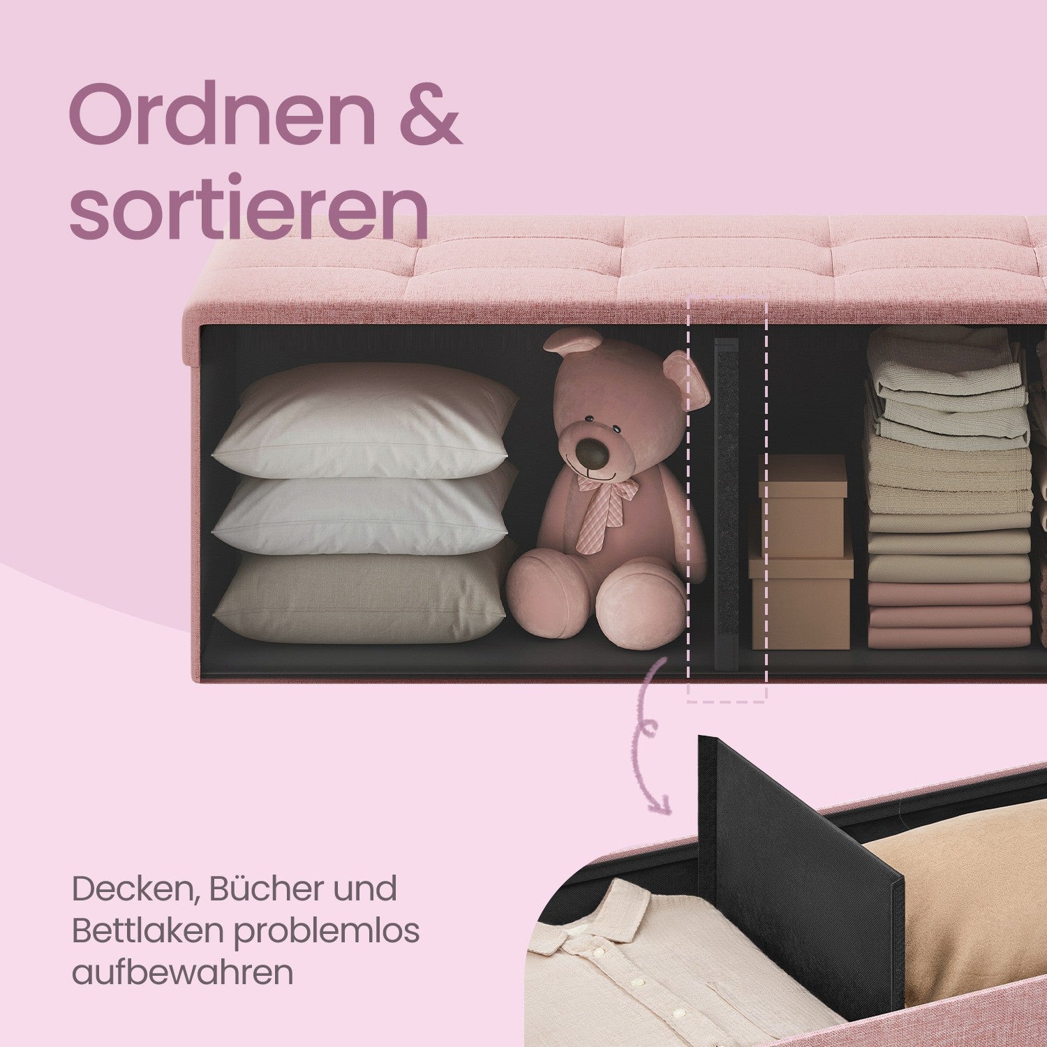 Soffa med förvaringsutrymme - 38 x 110 x 38 cm - Sätesbox - Folding lock