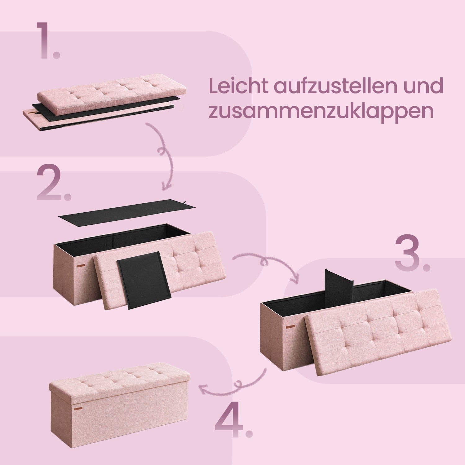 Soffa med förvaringsutrymme - 38 x 110 x 38 cm - Sätesbox - Folding lock