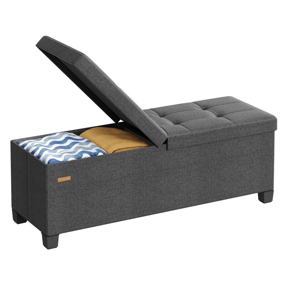 Opbergbank - 110 cm - Scharnierend Deksel - Linnenlook - Grijs