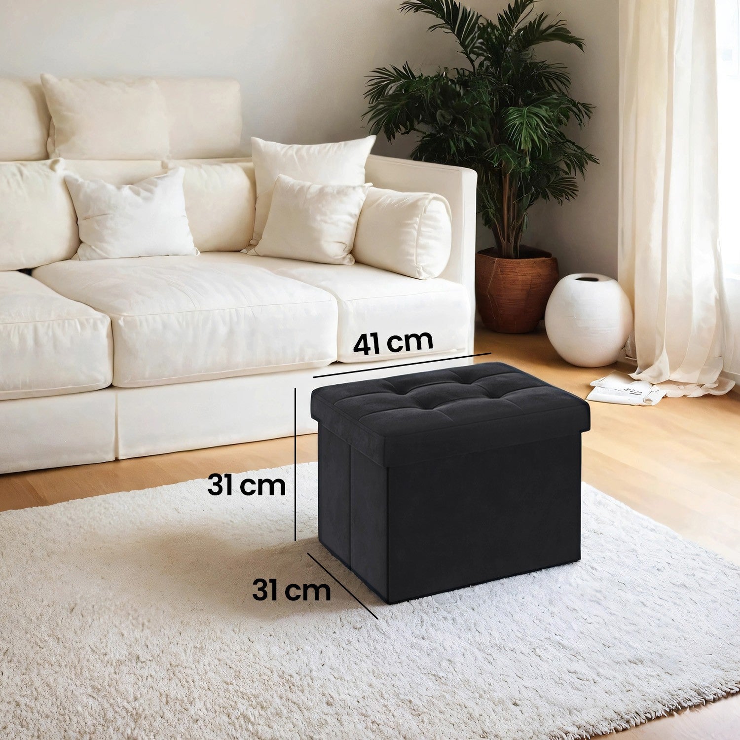Soffa med förvaringsutrymme - Velvet Seat Box med lock - Fällbar lagringslåda - Anthracite