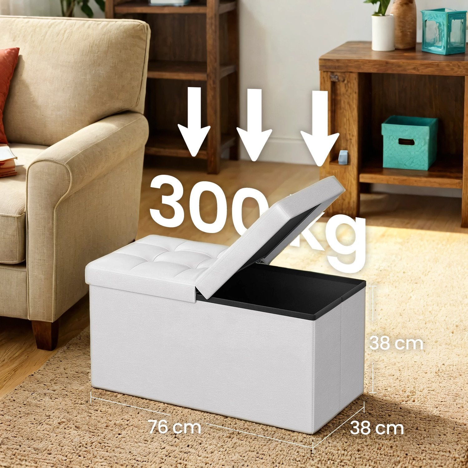 Soffa med förvaringsutrymme - Folding Seat Box - Stylish Storage Box - Dark Grey