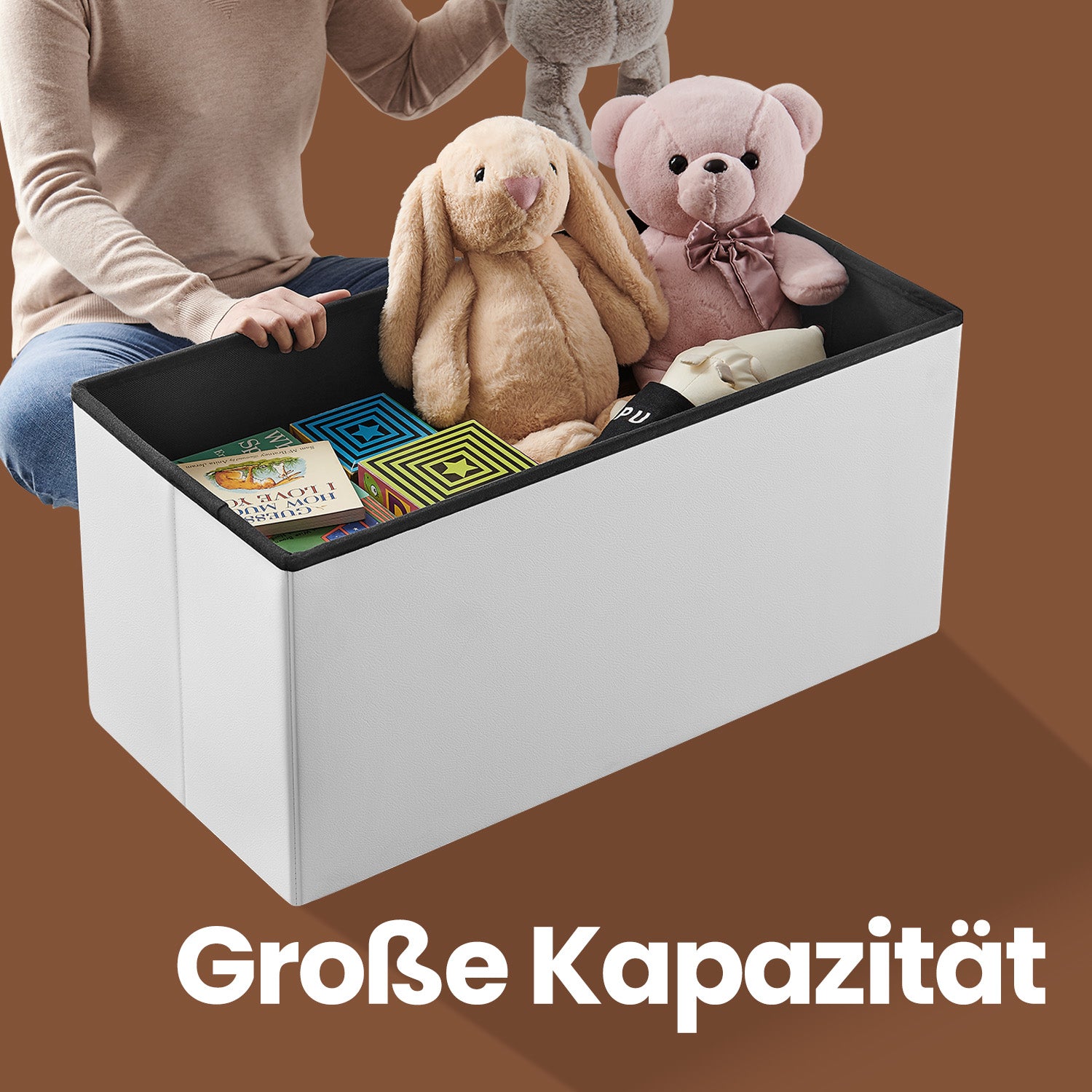 Soffa med förvaringsutrymme - Folding Seat Box - Stylish Storage Box - Dark Grey