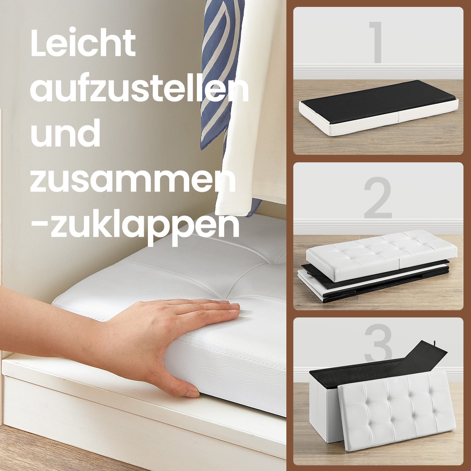 Soffa med förvaringsutrymme - Folding Seat Box - Stylish Storage Box - Dark Grey