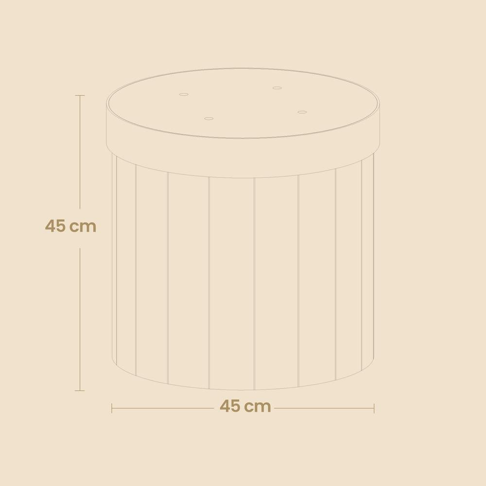 Poef - Rond - Met Opbergruimte - Afneembaar Deksel - Cappuccino Beige