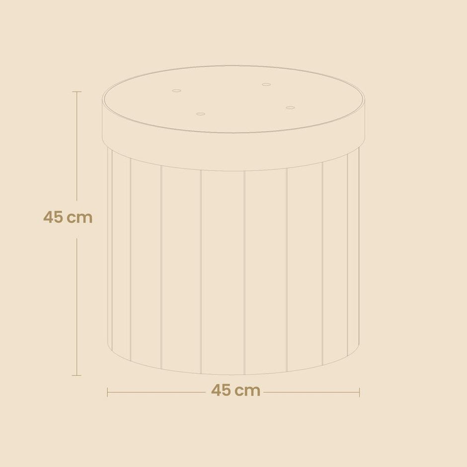 Poef - Rond - Met Opbergruimte - Afneembaar Deksel - Cappuccino Beige
