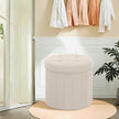 Poef - Rond - Met Opbergruimte - Afneembaar Deksel - Cappuccino Beige