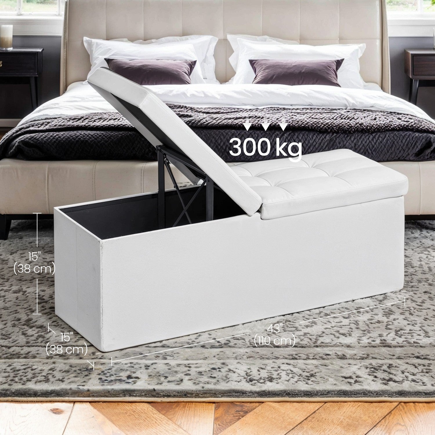 Soffa med förvaringsutrymme - Folding Seat Box - förvaringslåda - 110 cm - Grå