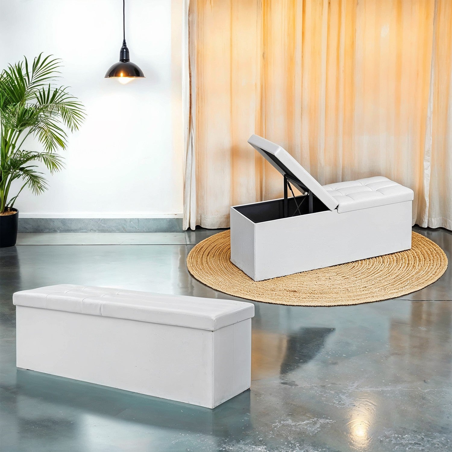 Soffa med förvaringsutrymme - Folding Seat Box - förvaringslåda - 110 cm - Grå
