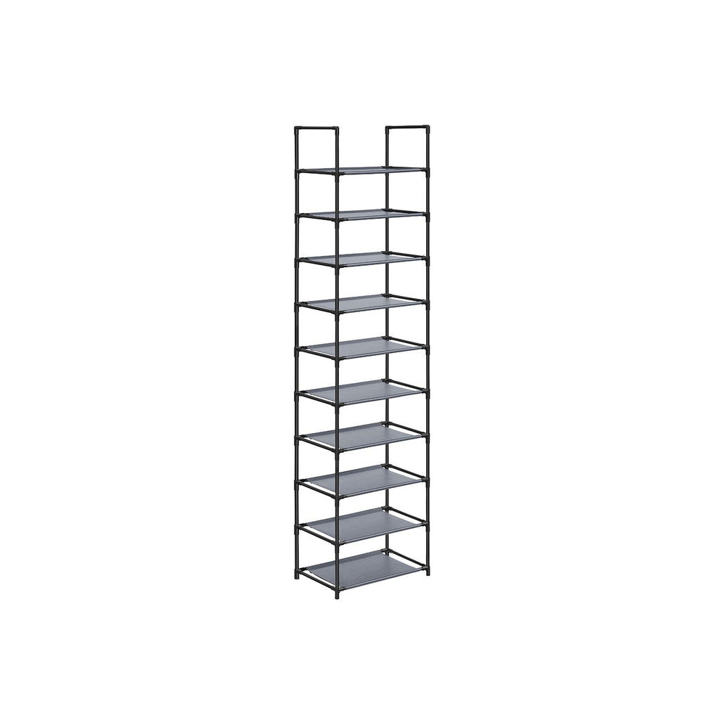 Shoe Rack - Shoe Cabinet - Med 10 nivåer - Metal Frame - Svart