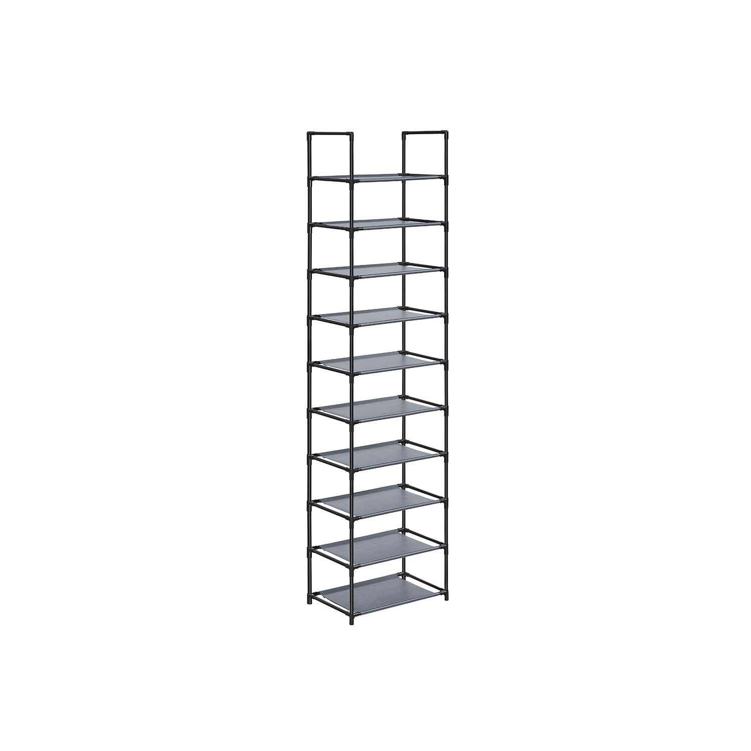 Shoe Rack - Shoe Cabinet - Med 10 nivåer - Metal Frame - Svart