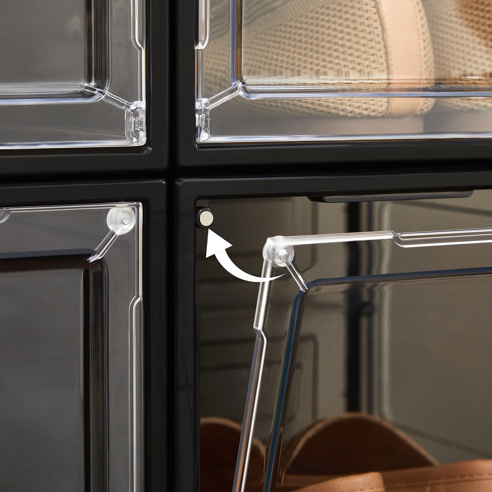 Skokartonger – Stapelbar plastförvaring – Transparent/Svart