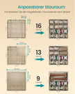 Schoenorganizer - 43 x 43 x 32 cm - voor maximaal 16 paar schoenen - verstelbare tussenschotten - stapelbaar - cappuccinobeige - maximale belasting 18 kg