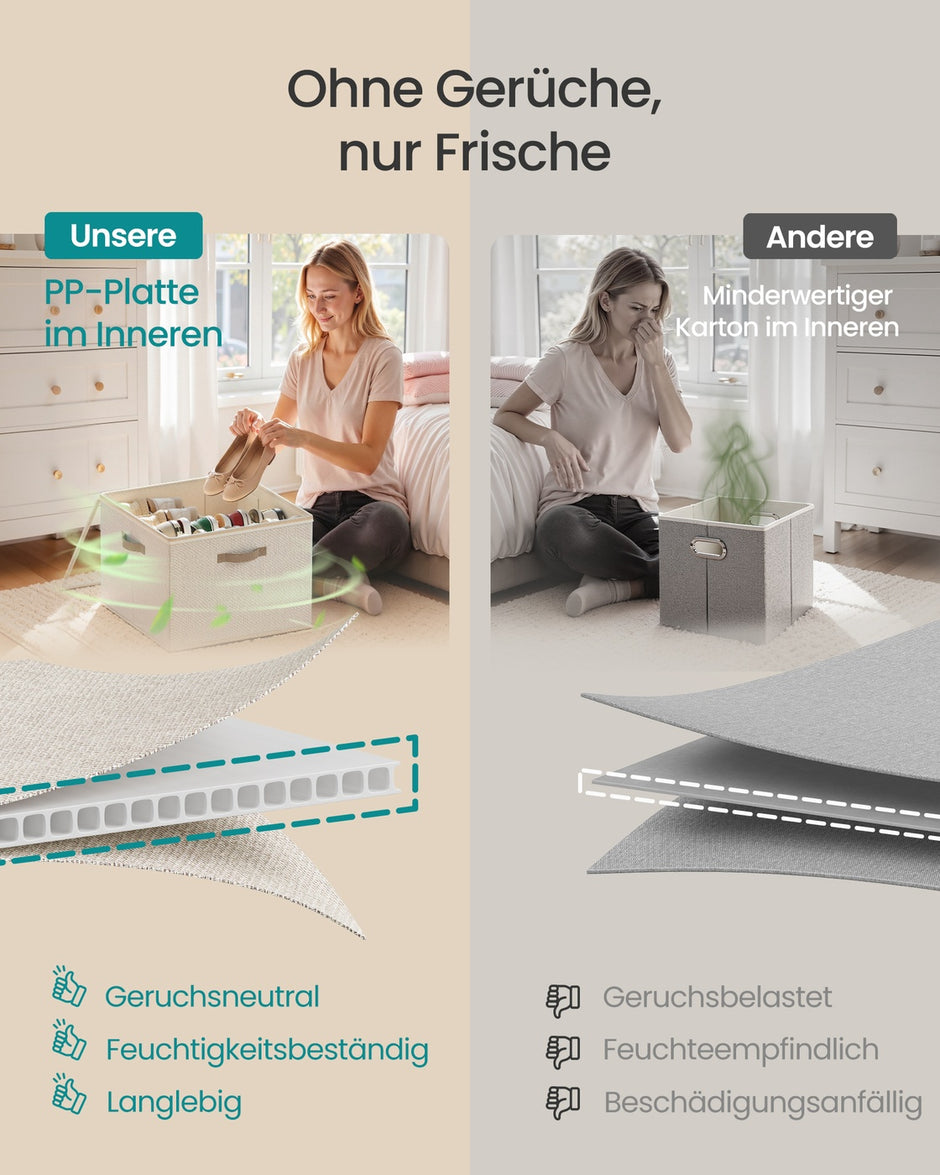 Schoenorganizer - 43 x 43 x 32 cm - voor maximaal 16 paar schoenen - verstelbare tussenschotten - stapelbaar - cappuccinobeige - maximale belasting 18 kg