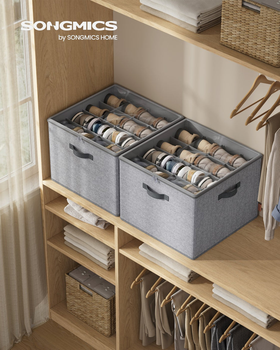 Schoenorganizer - 43 x 43 x 32 cm - tot 16 paar schoenen - verstelbare tussenschotten - duifgrijs - maximaal 18 kg per organizer