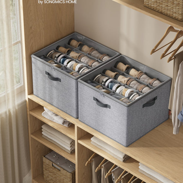Schoenorganizer - 43 x 43 x 32 cm - tot 16 paar schoenen - verstelbare tussenschotten - duifgrijs - maximaal 18 kg per organizer