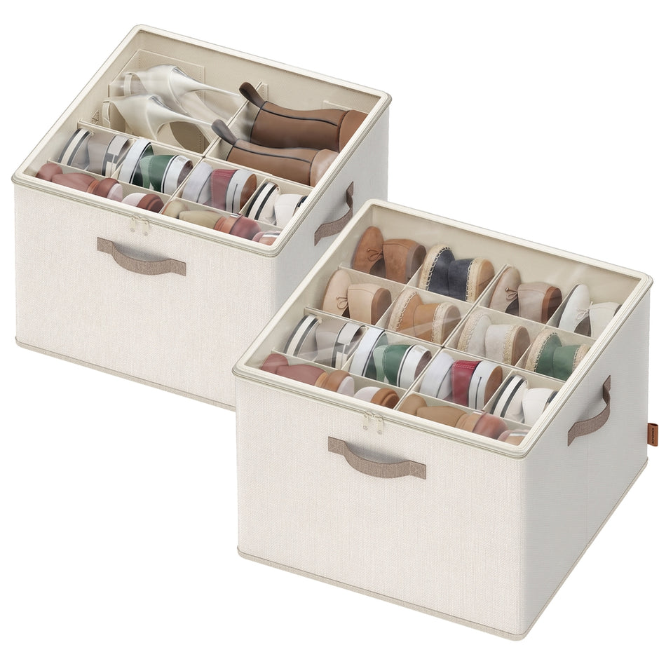 Schoenorganizer - 43 x 43 x 32 cm - geschikt voor maximaal 16 paar schoenen - cappuccinobeige - maximale draagkracht 18 kg