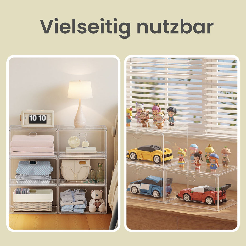 Schoenendozen - Set van 6 - Stapelbaar - Magnetische Deur - Wolkenwit