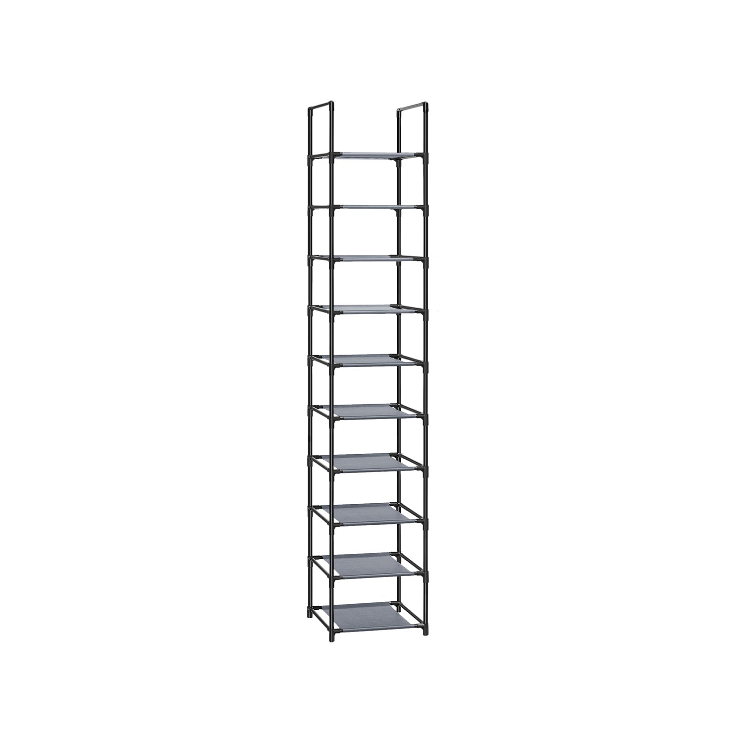 Shoe Rack - Lagring av skor - 10 nivåer - Öppet skoskåp - Metallram - Svart