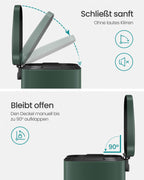 Avfallsbink - Trash - 30L - Metal - Lösterbar container - Silver