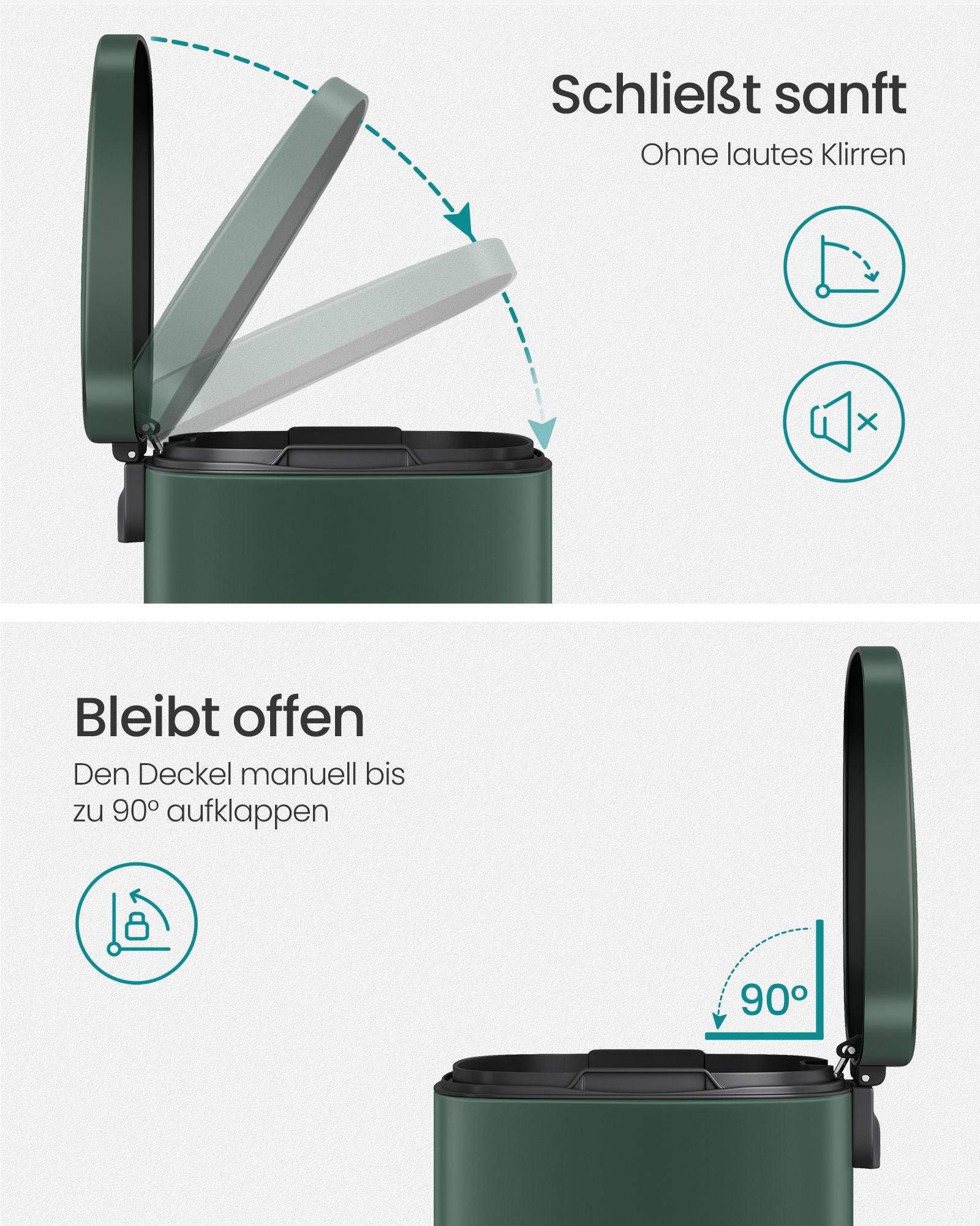 Avfallsbink - Trash - 30L - Metal - Lösterbar container - Silver