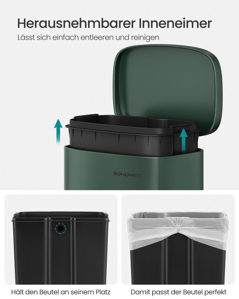 Kökssoptunna – 30 liter – Stål – Vintagegrön