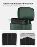 Avfallsbink - Trash - 30L - Metal - Lösterbar container - Silver