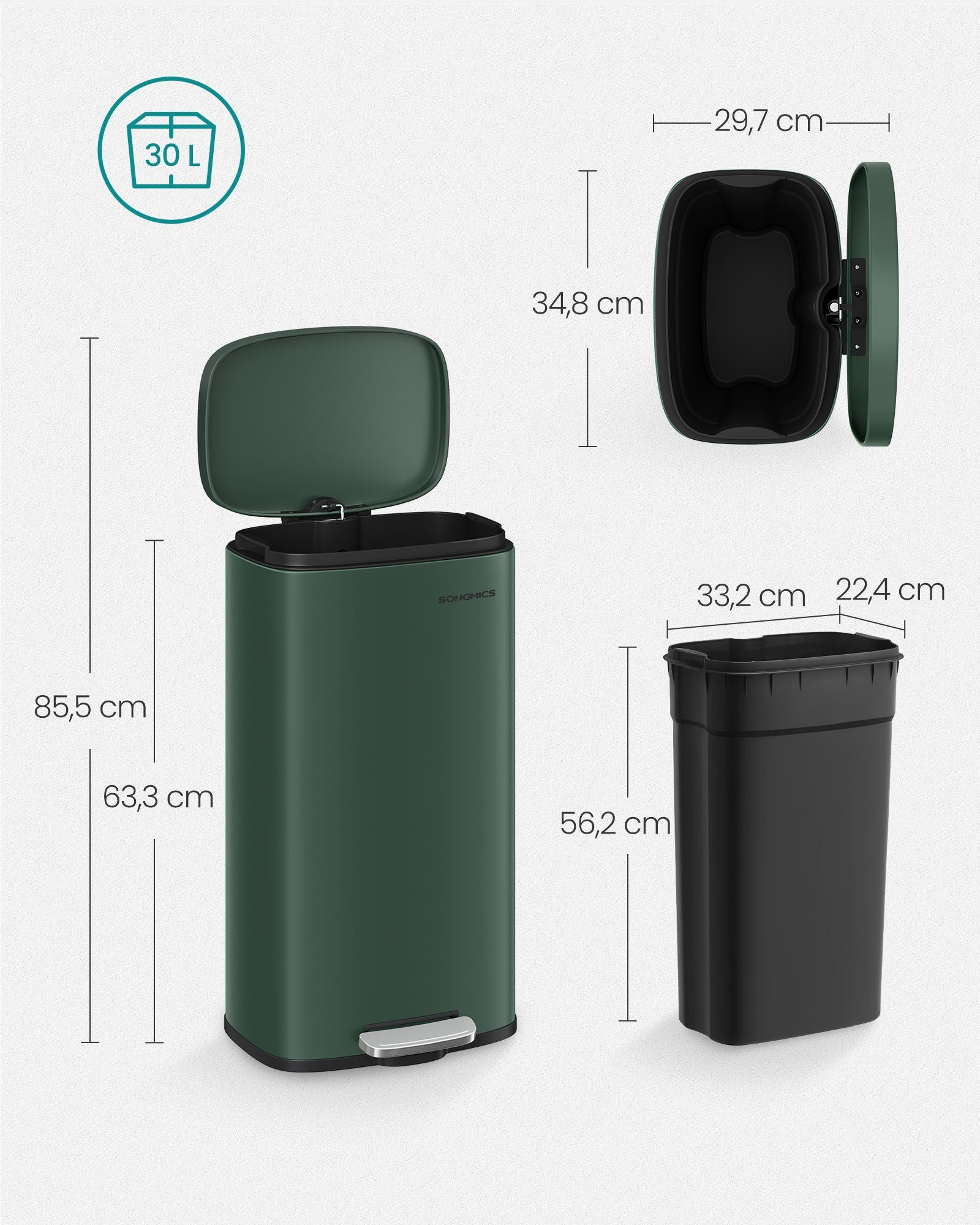 Kök Prullen Bin - 30 liter - Vintage Green