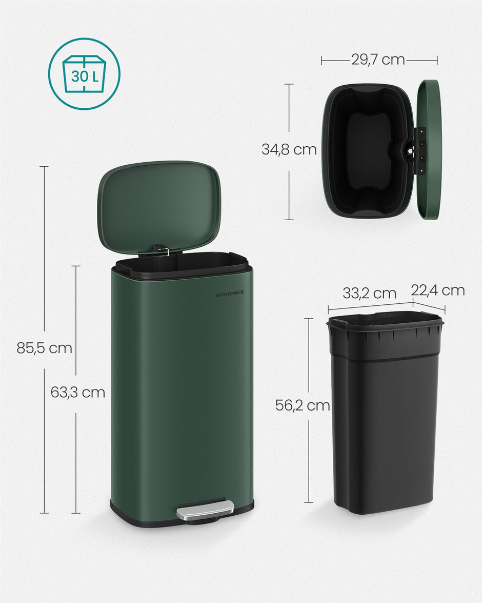 Kökssoptunna – 30 liter – Stål – Vintagegrön