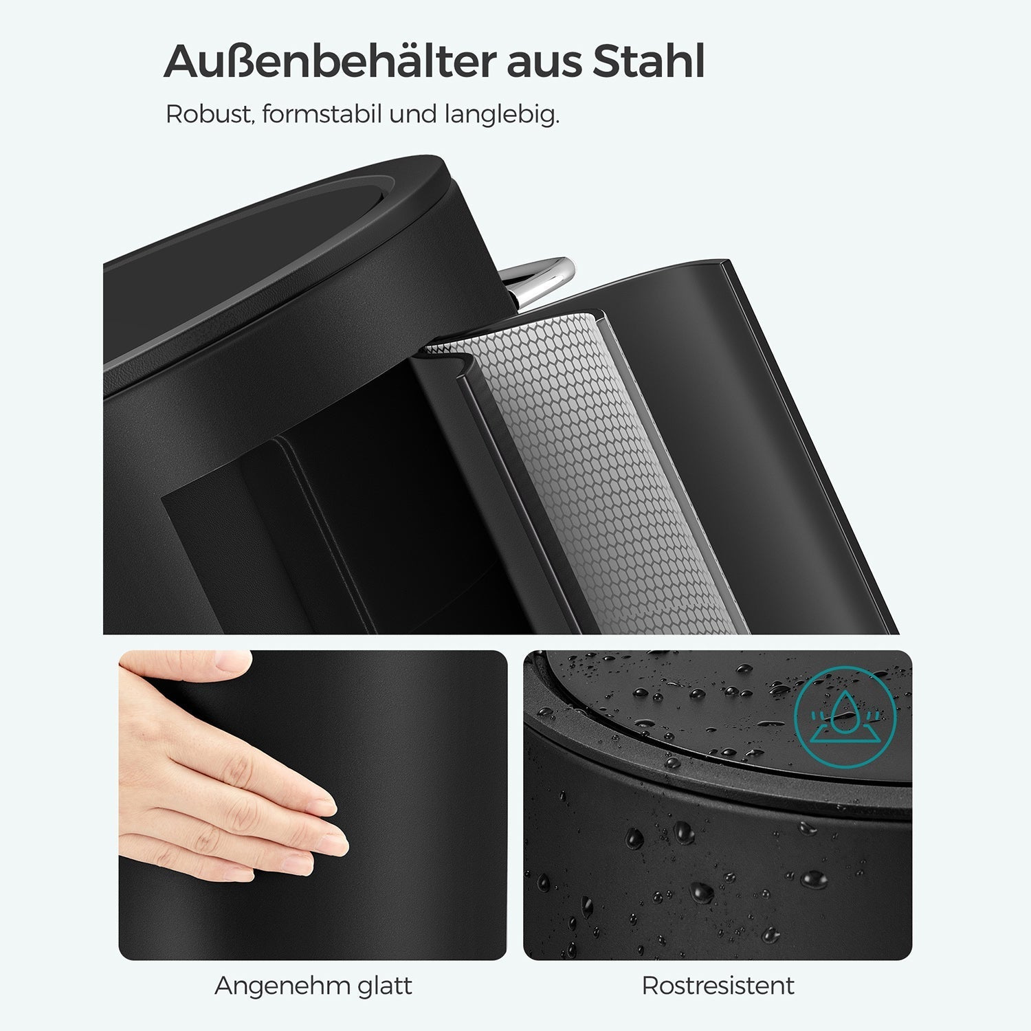 Kosmetisk container - Badrumstrumper - skräpburk - 3 liter - svart