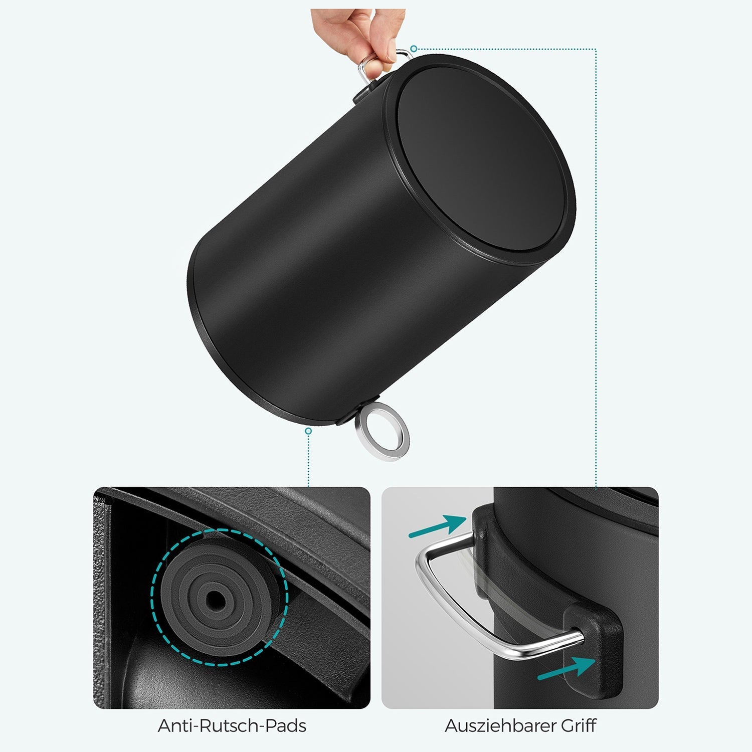 Kosmetisk container - Badrumstrumper - skräpburk - 3 liter - svart