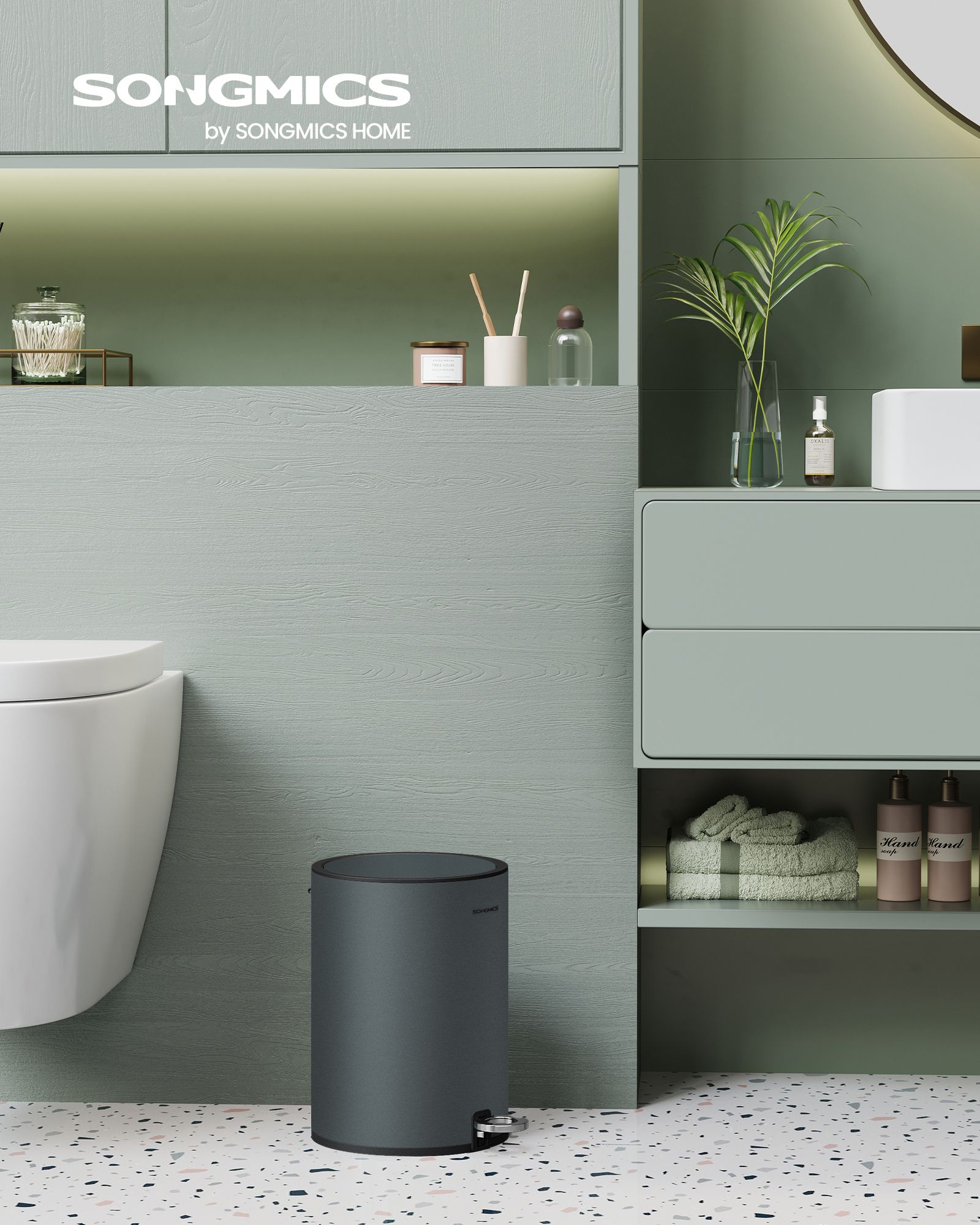 Kosmetisk container - Badrumstrumper - skräpburk - 3 liter - svart