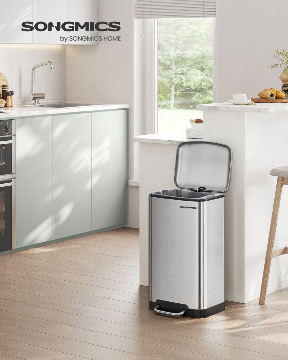 Avfallskärl – Pedalkärl i stål med lock – 30 L – Vit