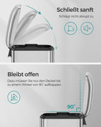 Papperskorgen - stålpedal hink med lock - 30 L - vitt