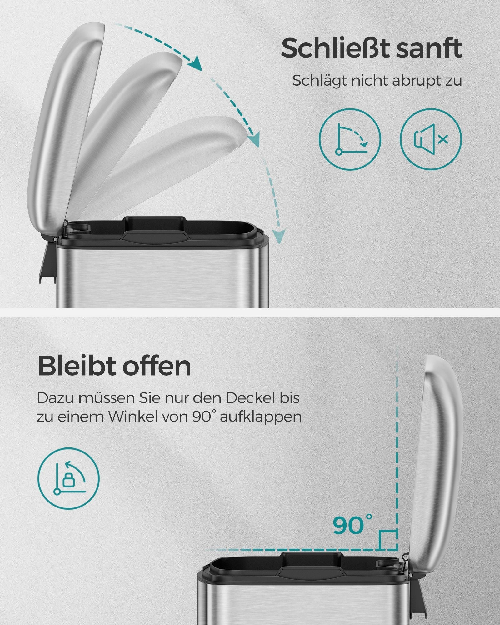 Papperskorgen - stålpedal hink med lock - 30 L - vitt