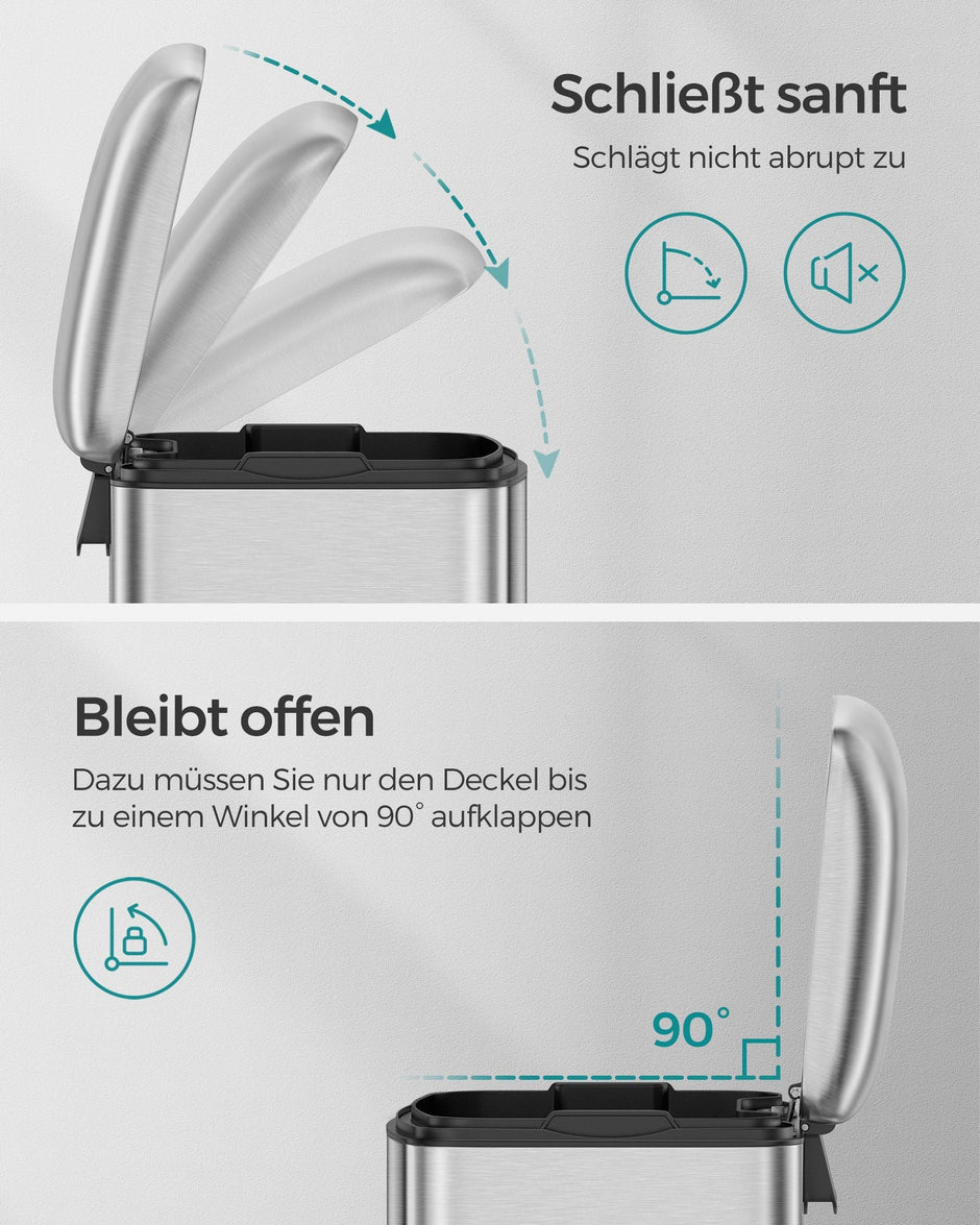 Avfallskärl – Pedalkärl i stål med lock – 30 L – Vit