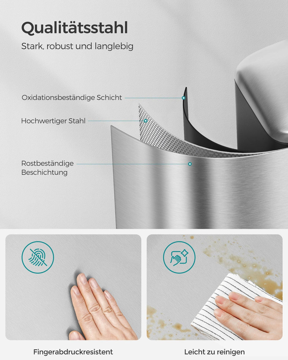 Avfallskärl – Pedalkärl i stål med lock – 30 L – Vit